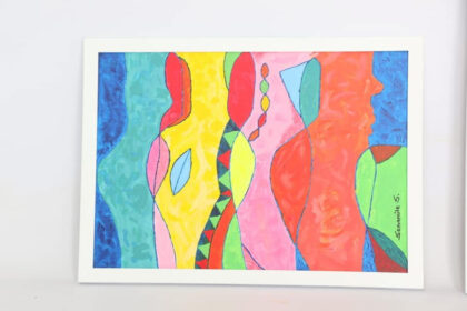 "Figures" - Original Framed A3 Acrylic Art on Canvas