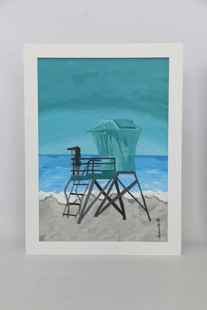"I'm so Blue" - Original Framed A3 Acrylic Art on Canvas