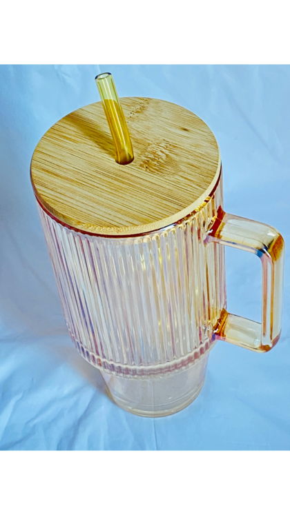 CrystalFlow Glass Mug with Straw